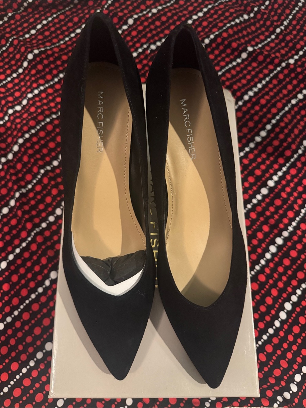Marc Fisher Black Pointed Suede Pumps